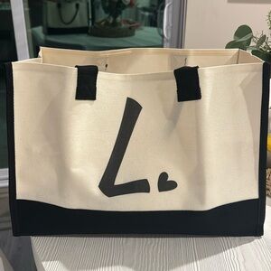 Large L Canvas Tote Bag